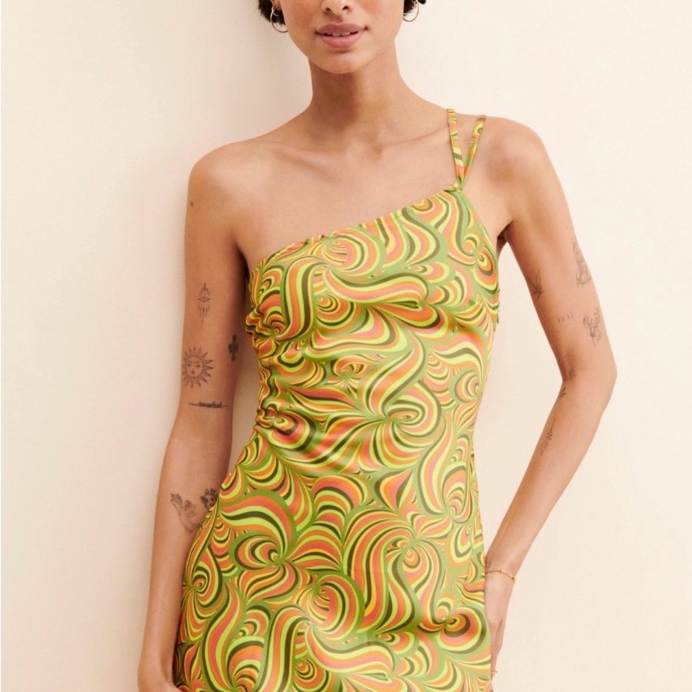 Another Girl Anthropologie Psychedelic One-Shoulder Dress - Size 4, NWOT - Picture 7 of 7